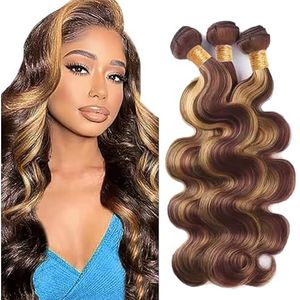 Jucames Body Wave Human Hair Extension Weave 3 Bundles Menselijk Haar Remy Double Weft Color Highlight Blonde for Woman 16 18 20 Inch