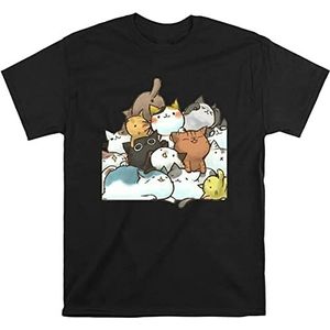 Cutie Cats Japanese Manga T-Shirt Cartoon T Shirt Men Women Unisex Tshirt Black T-shirts & overhemden(Small)