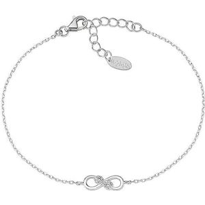 Armband van 925 zilver uit de collectie Valentine 2024, met witte zirkonia, gerhodineerd, lengte 16 + 3 cm, diameter 5 mm, Sterling zilver