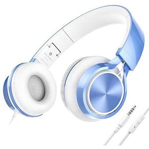 Ailihen MS300 Bedrade hoofdtelefoon met microfoon voor Chromebook laptop, computer, smartphone, 3,5 mm jack, opvouwbare lichtgewicht headset voor schoolmeisjes, jongens, tieners, online klaslokaal