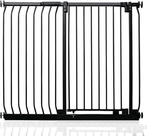 Safetots Hoog Klemhek Elite, Traphekje Zonder Boren, Klembevestging Tussen 107cm - 116cm, Mat Zwart, Extra Hoog 96.8cm, Babyhekje voor Trap, Gang en Deur, Klemhek Geschikt voor Baby en Peuter