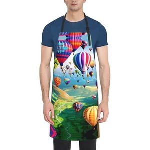 ZhaoYuGoods Golfclubschorten met zakken voor dames en heren, stijlvolle kookschorten voor keuken, tuinieren, salon, ideale print schort, Hete luchtballonnen, Eén maat
