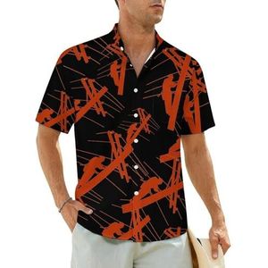 Red Lineman herenhemden, korte mouwen, strandshirt, Hawaiiaans shirt, casual zomershirt, S