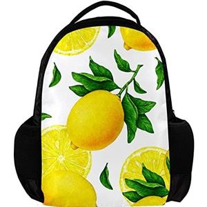 Watercoclor Yellow Lemon Fruit Rugzak voor vrouwen en mannen, School reizen werk Rugzak, Meerkleurig, 27.5x13x40cm, Rugzak Rugzakken