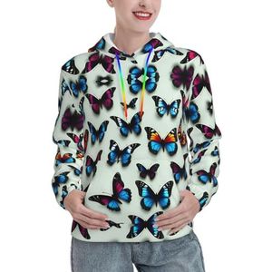 Vlinder En Cello Print Vrouwen Mode Hoodies Sweatshirts Zachte Herfst Winter Trui Tops Truien Outfits, Zwart, S