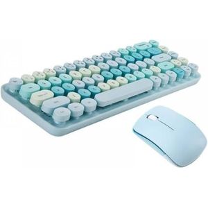QPSJXN Compact vibrerend draadloos toetsenbord en muis instellen laptops en desktops in typische ergonomische stijl (blauw)
