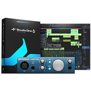 PreSonus AudioBox iOne, 2 ingangen/2 uitgangen, audio-interface voor PC/Mac/iPad met software-bundel inclusief Studio One Artist, Ableton Live Lite DAW en meer voor opname, streaming en podcasting