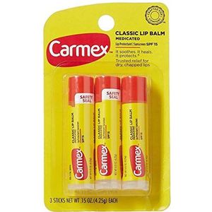 Carmex Lip Balm, Moisturizing, Original.15 Ounce, 3 ct. (Four Packs of 3)