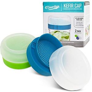 Masontops Kefir Caps - Brede Mond Mason Jar Deksels - Live Culture Granen Zeef - Home Fermentatie Starter Kit - 2 Pack