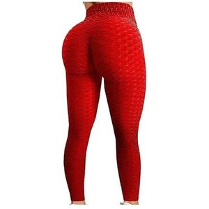 Yogabroek met hoge taille, heuplift en buikverstrakking Fitness hardloopyogabroek for dames, trainingslegging (Color : Red, Size : XL)
