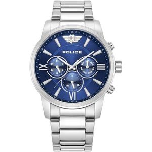 POLICE - Avondale horloge voor mannen blauwe wijzerplaat met zilveren armband - PEWJK0004404, modern, Modern