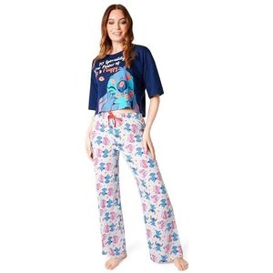 Disney Stitch damespyjamaset, knusse nachtkleding, lange pyjama's, comfortabele loungewear voor volwassenen, tieners, Stitch cadeaus voor vrouwen, Marinekleurige steek, L