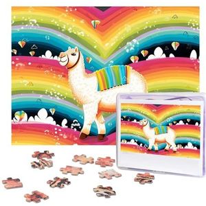 500 stuks puzzel voor volwassenen gepersonaliseerde foto puzzel kameel en regenboog aangepaste houten puzzel voor familie, verjaardag, bruiloft, spel nachten geschenken, 51,8 cm x 38 cm