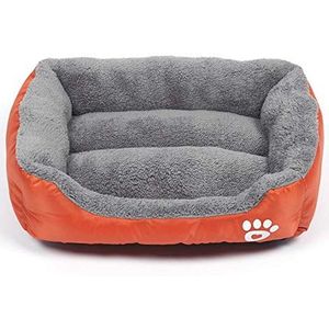 NGHSDO Huisdier Bed S-3XL Honden Bed Voor Kleine Medium Grote Honden Grote Mand Huisdier Waterdichte Bodem Zachte Fleece Warm Kattenbed Sofa Huis 8 Kleuren (Kleur: Oranje, Maat: M)