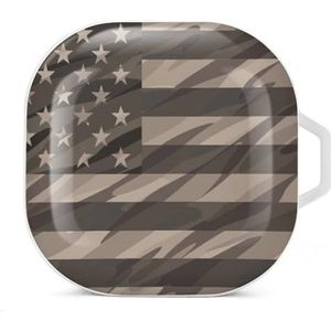 Patriottic Desert Tan Camo Usa Vlag Oordopjes Hoesje Compatibel met Samsung Hard Shell Beschermhoes Wit-Stijl