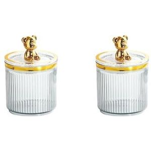 Make-up wattenstaafje bal pad houder met deksel voor badkamer aanrecht desktop groen 9 x 13,5 cm, 2 Set (Grijs 9 X 13,5 cm), 9 x 13.5cm, als beschrijving