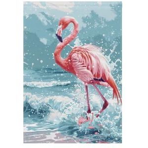 Roze Flamingo Blauwe Zee Tuin Vlag Verticale Dubbelzijdige Vakantie Yard Outdoor Decor 61 x 105 cm