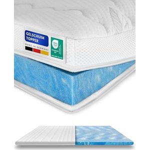 AM Qualitätsmatratzen - Premium Plus Gelschuim Topper 200x210cm (SG50) - Premiumhoogte 8 cm - Kwaliteit Made in Germany - Memory foam mattress topper 200 x 210 8cm - Afneembare en wasbare tijk
