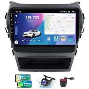 Voor Hyundai Santa Fe 3 2013-2016 Android 13 Carplay Autoradio, 9 inch Scherm Radio Wireless Android Auto Bluetooth 5.0 Handsfree 4G WiFi FM/RDS/DAB+ Radio Achteruitkijkcamera + DVR(NF-3)