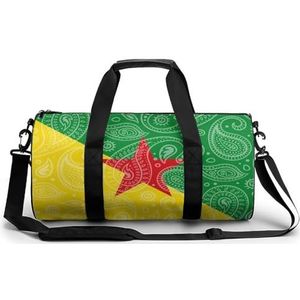 Paisley Franse Guyana vlag draagbare sporttas voor dames en heren reizen plunjezak voor sport print gymbag grappige yoga tas