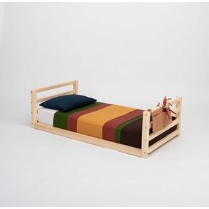 Kinderbed van Massief Grenenhout - Wit, Grijs, Zwart of Natuurlijke Houtkleur - Handgemaakt in Scandinavië met Hoofdeinde en Voeteneinde - Op Maat Gemaakt - Eerste bedframe (Hout, 190x120cm)