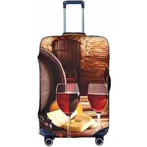 Dehiwi Rode Wijnkelder Bagage Cover Reizen Stofdichte Koffer Cover Rits Sluiting Koffer Protector Fit 45-70 cm Bagage, Wit, S
