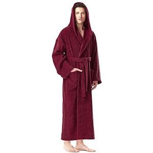 Herenbadjas met capuchon, 100% Katoenen, Heren Maat: S, Unisex Maat: S-M, Bourgondy