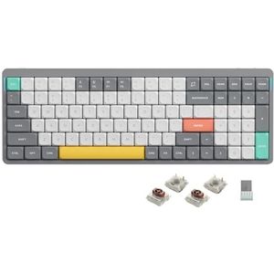 Nuphy Air96 V2 Mechanisch Toetsenbord QMK/VIA, 96% Low Profile Draadloos Toetsenbord, Bluetooth 5.1, 2.4GHz en bekabelde verbinding, Compatibel met Windows en Mac OS - Lunar Gray Brown