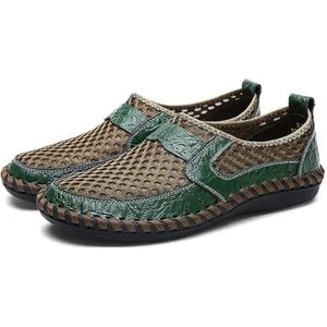 Men's Breathable Casual Mesh Loafers Slip On Walking Shoes Drving Moccasin Loafers For Men (Color : Green, Size : EU 49)