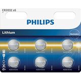 Philips CR2032 3v lithium knoopcel batterij - 6 stuks