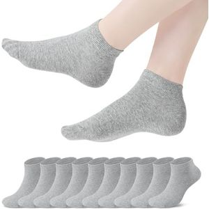 TANGCHAO 10 paar sneakersokken voor dames en heren, sneakersokken, sportsokken, korte sokken, katoenen halve sokken Grijs 47-50