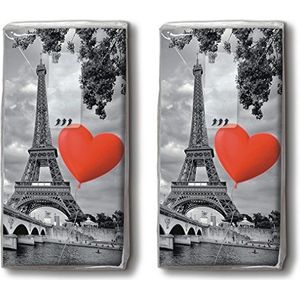 20 zakdoeken (2x 10) City of Love – Liebe liegt in de stad, Parijs, Frankrijk, zakdoeken met motief