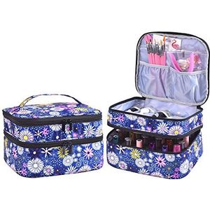 ZFZGFRCS Nagellak Organizer - Houdt 30 Flessen Nail Supply Organizers en Opslag Dubbellaagse Nagellak Draagtas Nagellak Organizer Nagellak Opbergtas met Handvat (Bloem)