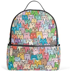 My Daily Grappige Kat Kleurrijke Casual Rugzak Cartoon Rugzak voor School Reizen Outdoor Daypack, multi, 12.6""L × 14.8""H x 5""W