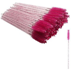 50 stuks wimpers, mascara toverstaven, wimper wenkbrauw, wenkbrauw ricinusolie borstel make-up tool (kristal zwart)
