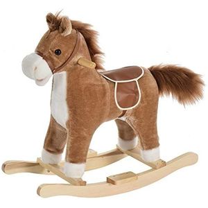 HOMCOM hobbelpaard voor kinderen baby schommeldier paard met dierengeluiden speelgoed handgrepen voor 36-72 maanden pluche bruin 65 x 32,5 x 61 cm