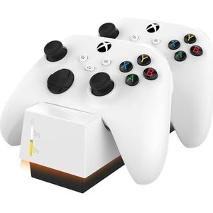 snakebyte Twin:Charge X - wit - Officieel gelicentieerde Xbox One & Series X|S Controller-laadstation | Snel opladen | LED laadstatus | Dual Controller Laadstation | 1100 mAh batterij | USB-C kabel
