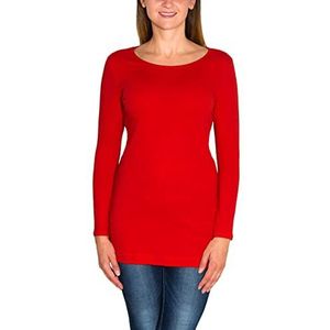Alkato Dames Shirt met Lange Mouwen Tuniek, Rood, XXL