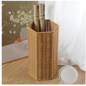 Paraplubak, Rotan handgeweven parapluhouder met wateropvangbak en dikker frame for thuis hotelparaplubak