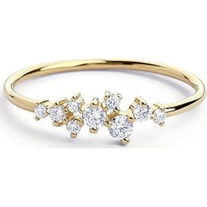Dames gegalvaniseerde 18k gouden diamanten ring maat 6-10 negen diamanten damesstaartring sieraden (Color : Gold_No.9)
