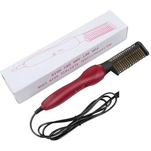 2 in 1 stijltang borstel Professionele Hot Cam Stijltang for Pruiken Haar Curler Stijltang Kam Styling Tools met hoge efficiëntie(Rosso)