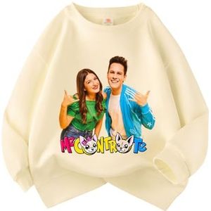 MAOXITCATY Kindertrui in pasteltinten van katoen met print voor jongens en meisjes, lange mouwen, truien voor kinderen van 3-10 jaar,Beige,110cm