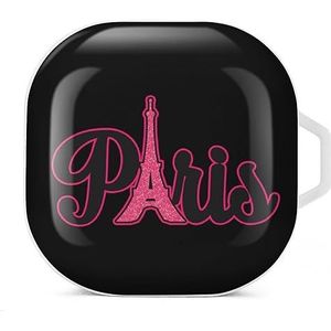 Paris Eiffeltoren oortelefoon hoesje compatibel met Galaxy Buds/Buds Pro schokbestendig hoofdtelefoon hoesje wit stijl
