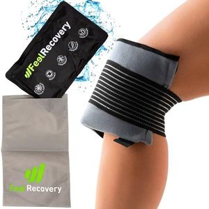 Warm-Koud Kompres bij Spierpijn in Knieën en Vermoeide Benen (28x17 cm) - Hot & Cold Gel Pack Herbruikbaar - Koelkompres met Fixatieverband voor Koude en Warmte Therapieën