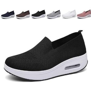 Orthopedische schoenen voor dames, slip-on licht luchtkussen orthopedische sneakers, vrouwen casual wandelschoen orthopedische boog diabetes ondersteuning, Zwart 1, 36 EU