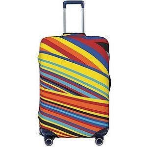 UNIOND Kleurrijke strepen Gedrukt Bagage Cover Elastische Reizen Koffer Cover Protector Fit 18-32 Inch Bagage, Zwart, L