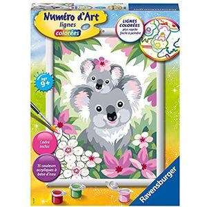 Ravensburger Kunstnummer Medium - Moeder Koala en haar Baby - Creatieve hobby - Schilderen op nummer - Ontspannen en creatieve activiteit - vanaf 9 jaar - 29048 - Franse versie