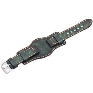 Chlikeyi Horlogeband Vintage gewreven lederen horlogeband 22-24mm, 24 mm, Leer