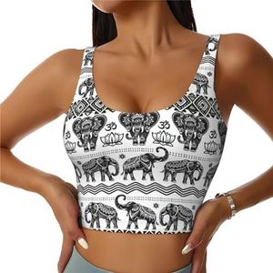 Bohemian Olifant Patroon Print Casual Wear Vrouwen Sport Vest Yoga Vest Workout Vest Voor Vrouwen Lichtgewicht Trendy, Zwart, S