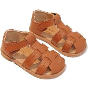 FREECOZYER Baby Jongens Gesloten Teen Sandalen Baby Peuter Zomer Strand Platte Antislip Eerste Wandelschoenen, Goede Flexibiliteit, Schokabsorptie, Geel, 6 UK Child